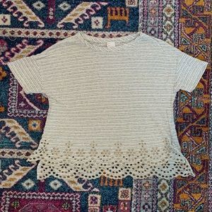 Anthropologie Top with Eyelet Hem